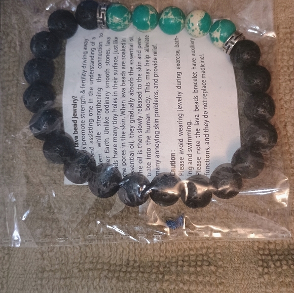 Unisex Lava And Gemstone Bracelets Set Of Three Brand New In Package - Picture 4 of 12